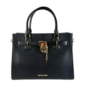 Michael Kors Hamilton Black Leather Sholder Bag Satchel